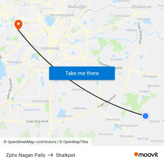 Zphs Nagan Pally to Shaikpet map