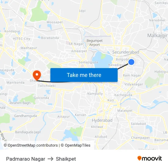 Padmarao Nagar to Shaikpet map