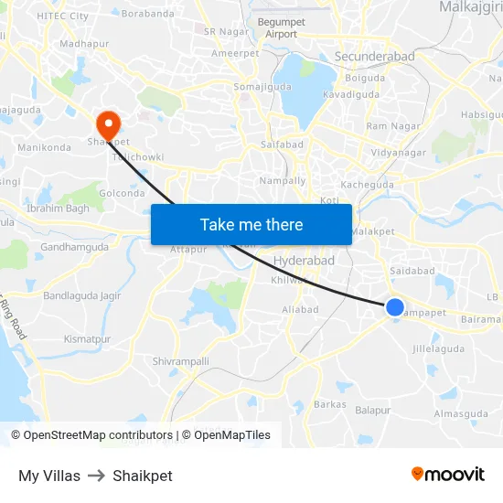 My Villas to Shaikpet map