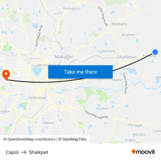 Capol to Shaikpet map