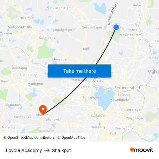 Loyola Academy to Shaikpet map