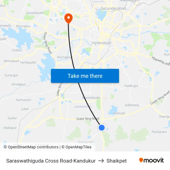 Saraswathiguda Cross Road-Kandukur to Shaikpet map