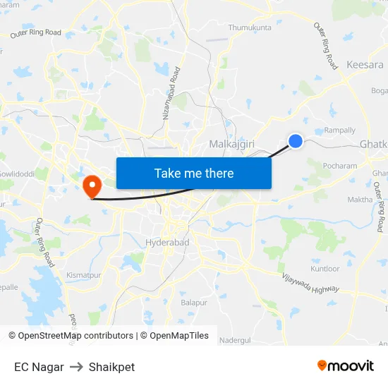 EC Nagar to Shaikpet map