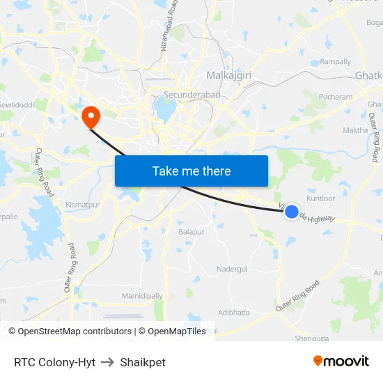 RTC Colony-Hyt to Shaikpet map