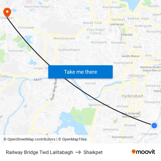 Railway Bridge Twd Lalitabagh to Shaikpet map