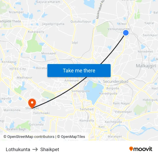 Lothukunta to Shaikpet map