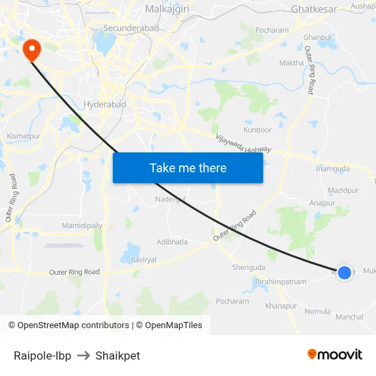 Raipole-Ibp to Shaikpet map