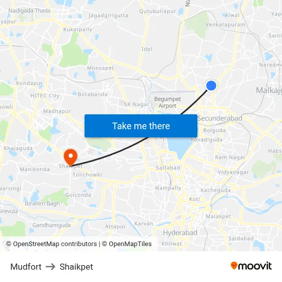 Mudfort to Shaikpet map