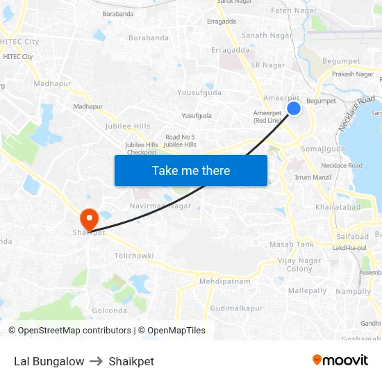 Lal Bungalow to Shaikpet map