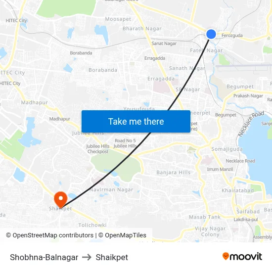 Shobhna-Balnagar to Shaikpet map