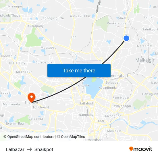 Lalbazar to Shaikpet map