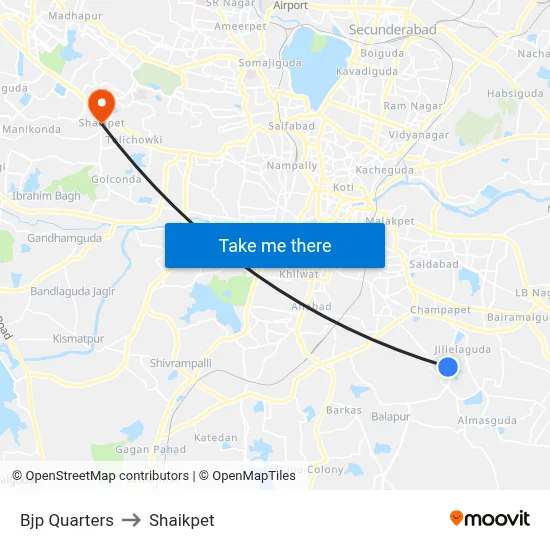 Bjp Quarters to Shaikpet map
