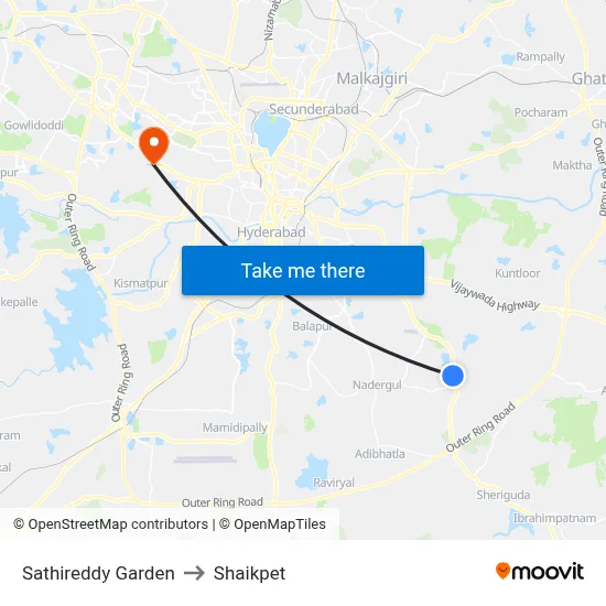 Sathireddy Garden to Shaikpet map