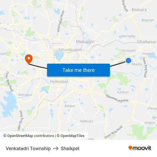 Venkatadri Township to Shaikpet map