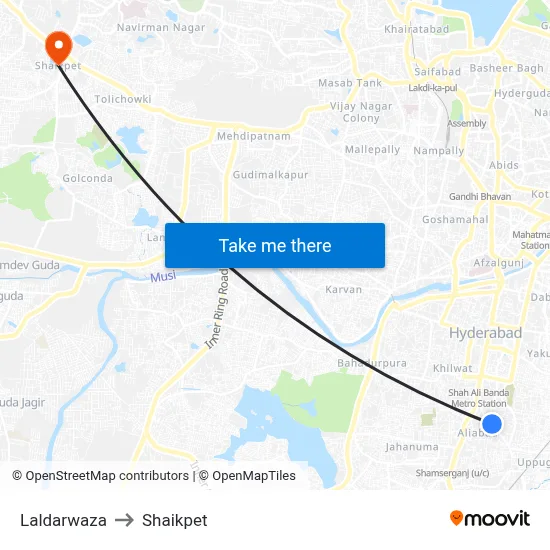 Laldarwaza to Shaikpet map
