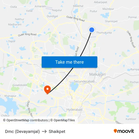 Dmc (Devayamjal) to Shaikpet map