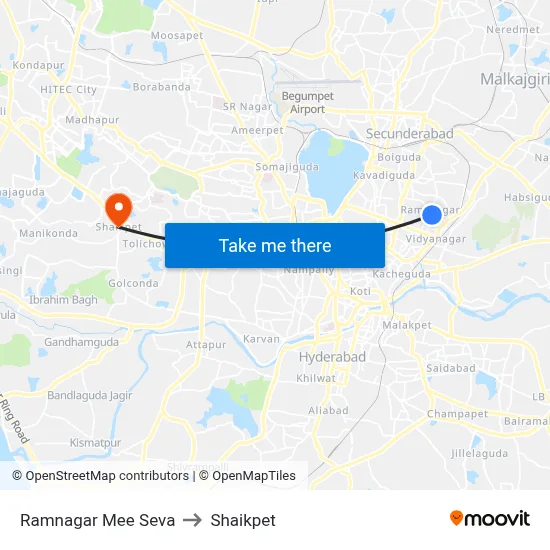 Ramnagar Mee Seva to Shaikpet map