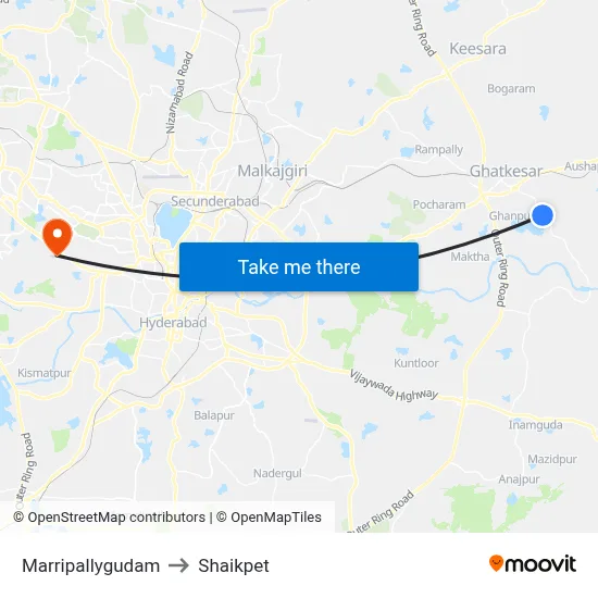 Marripallygudam to Shaikpet map