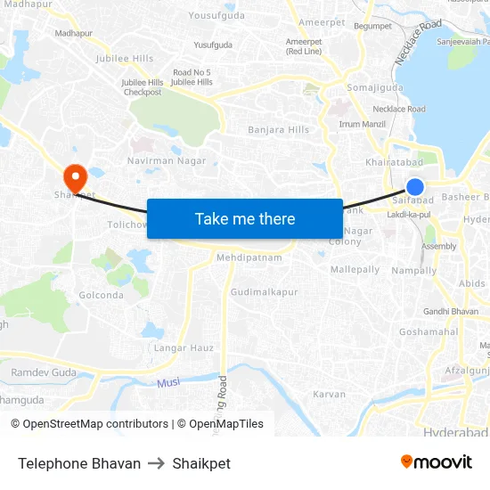 Telephone Bhavan to Shaikpet map