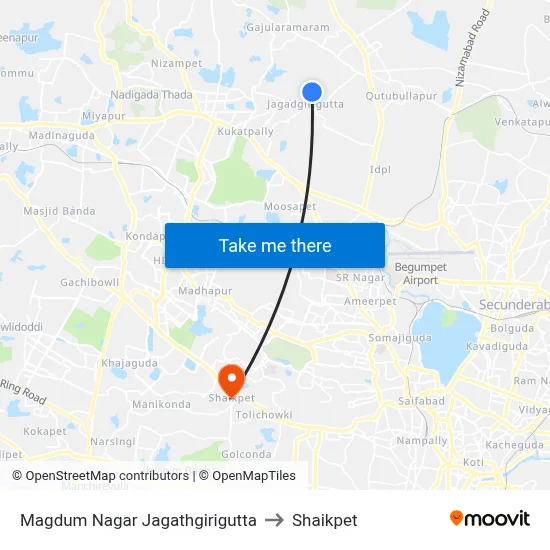 Magdum Nagar Jagathgirigutta to Shaikpet map