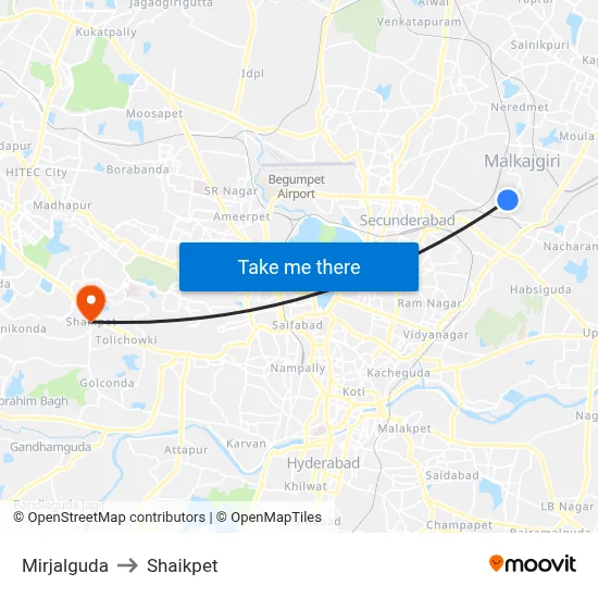 Mirjalguda to Shaikpet map
