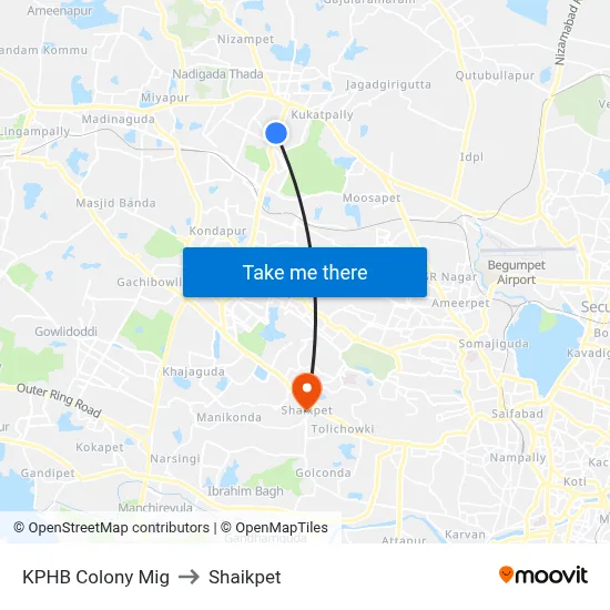 KPHB Colony Mig to Shaikpet map