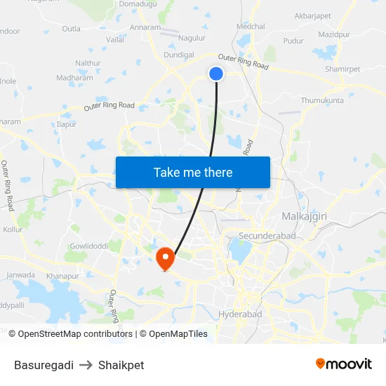 Basuregadi to Shaikpet map