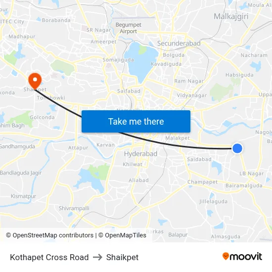 Kothapet Cross Road to Shaikpet map