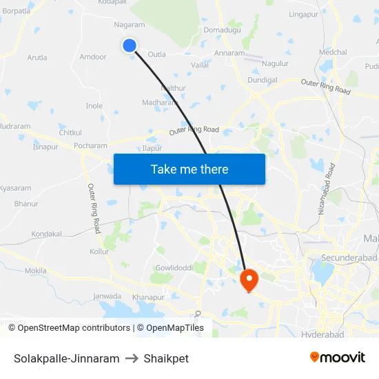 Solakpalle-Jinnaram to Shaikpet map