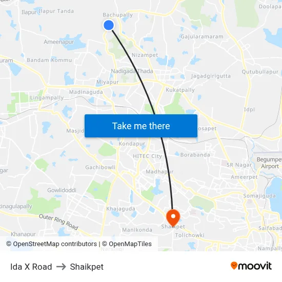 Ida X Road to Shaikpet map