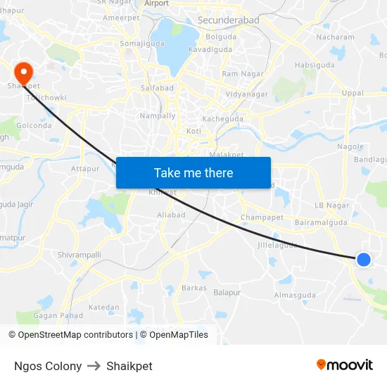 Ngos Colony to Shaikpet map