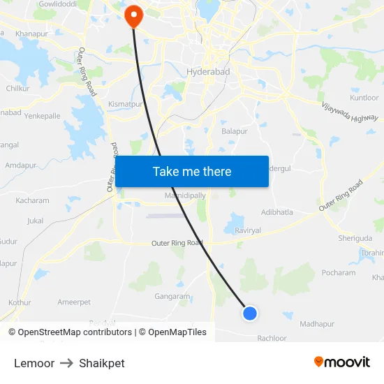Lemoor to Shaikpet map