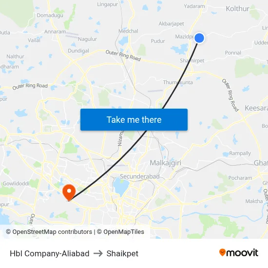 Hbl Company-Aliabad to Shaikpet map