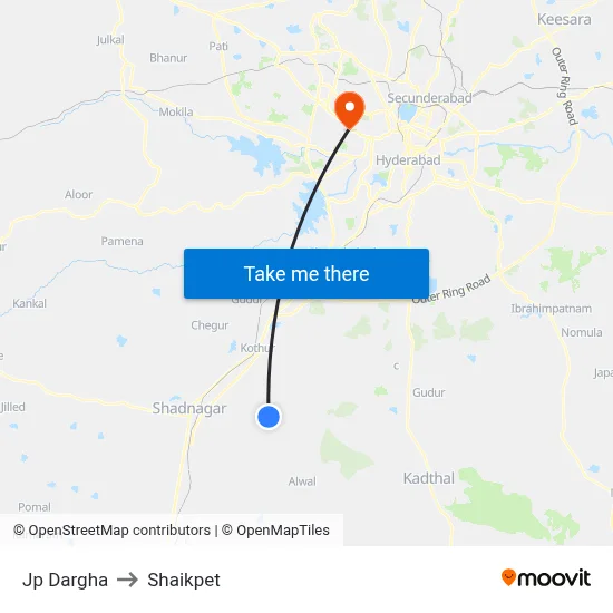 Jp Dargha to Shaikpet map