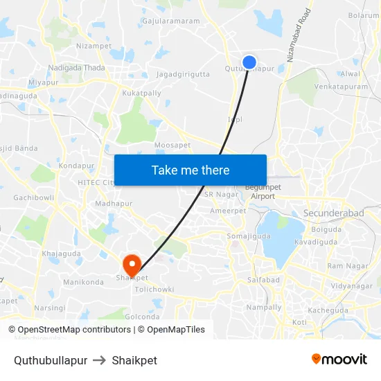 Quthubullapur to Shaikpet map