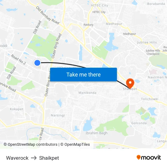 Waverock to Shaikpet map