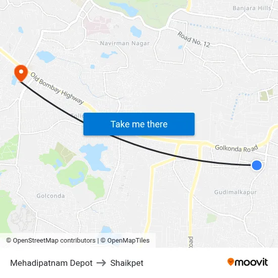 Mehadipatnam Depot to Shaikpet map