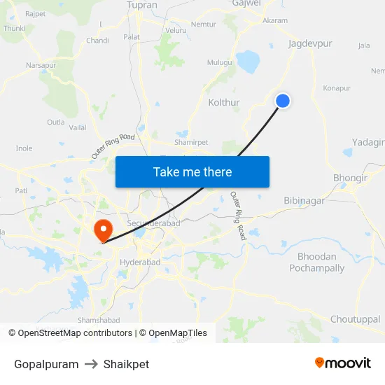 Gopalpuram to Shaikpet map