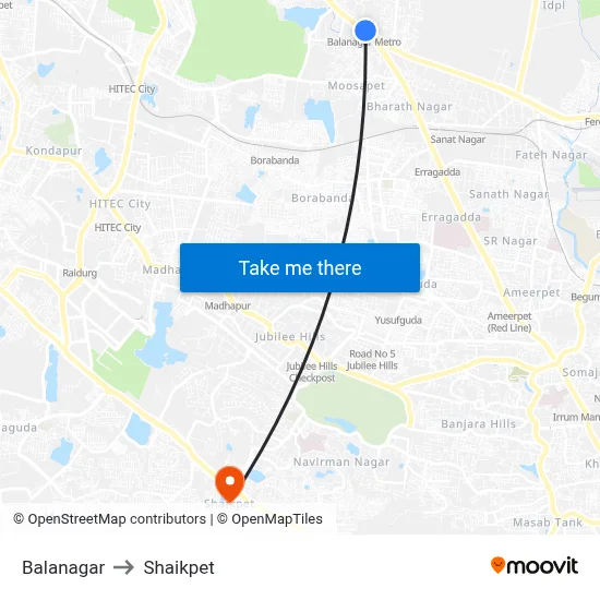 Balanagar to Shaikpet map