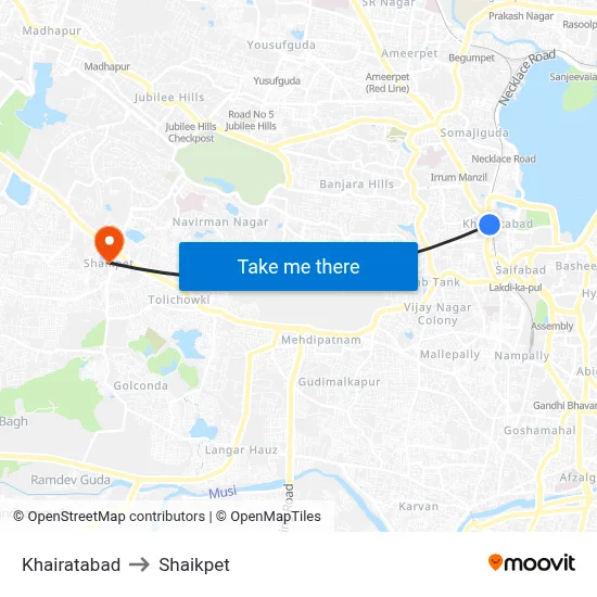 Khairatabad to Shaikpet map
