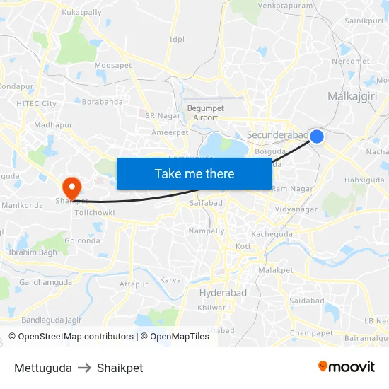 Mettuguda to Shaikpet map