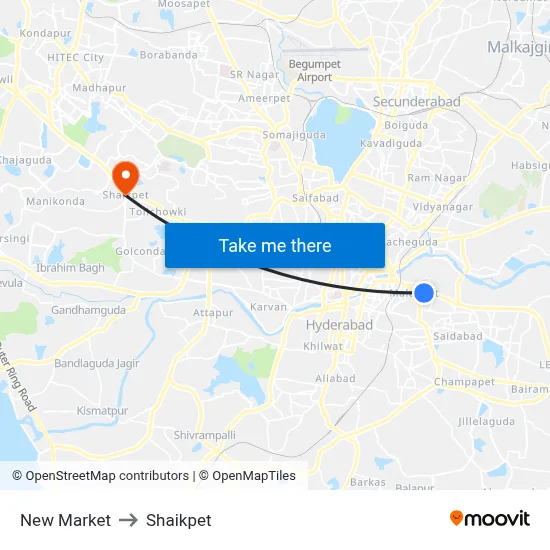 New Market to Shaikpet map