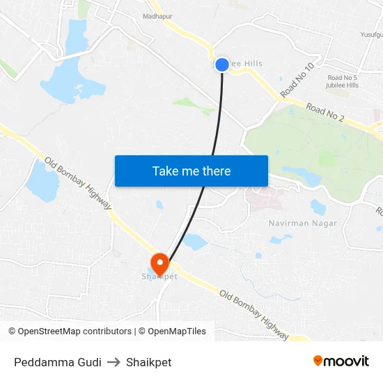 Peddamma Gudi to Shaikpet map