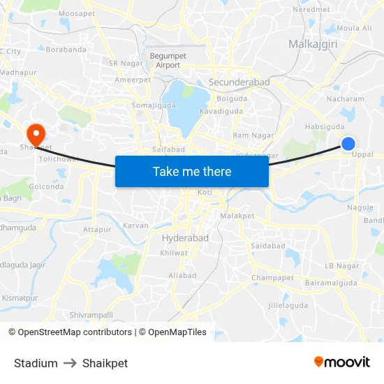 Stadium to Shaikpet map