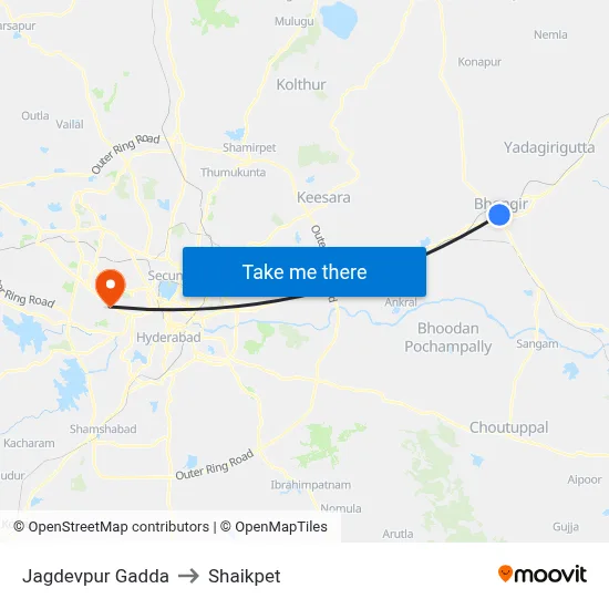 Jagdevpur Gadda to Shaikpet map
