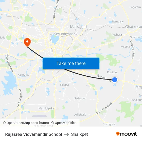Rajasree Vidyamandir School to Shaikpet map