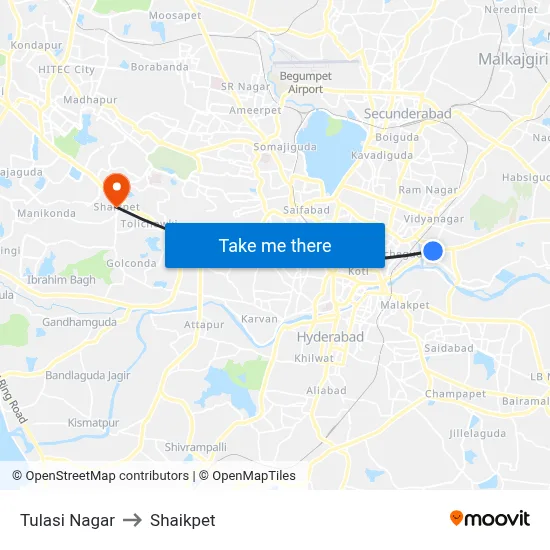Tulasi Nagar to Shaikpet map