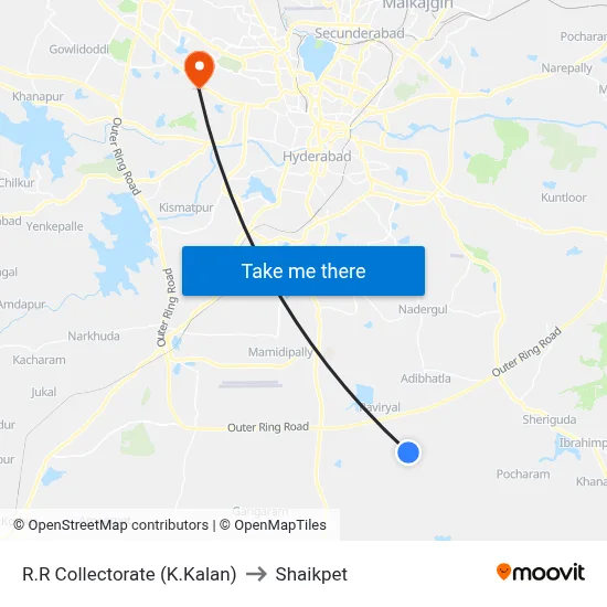 R.R Collectorate (K.Kalan) to Shaikpet map