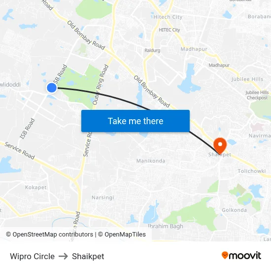 Wipro Circle to Shaikpet map