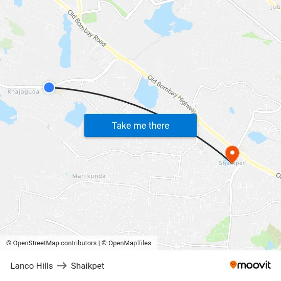 Lanco Hills to Shaikpet map
